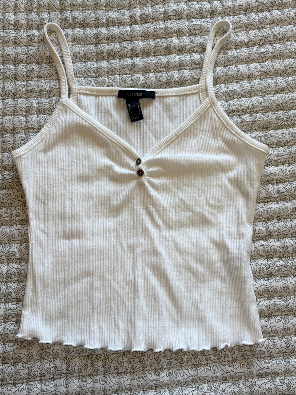 Forever 21 Cream Ribbed Button-Front Cami